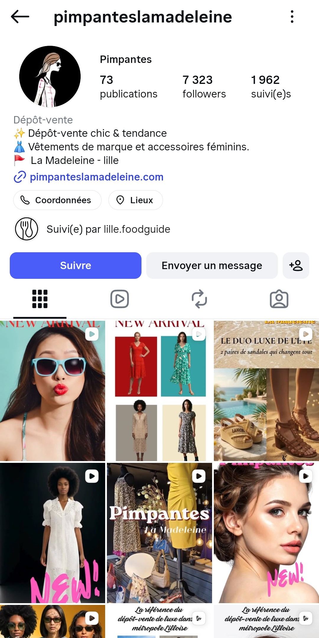 Compte Instagram actuel de Pimpantes