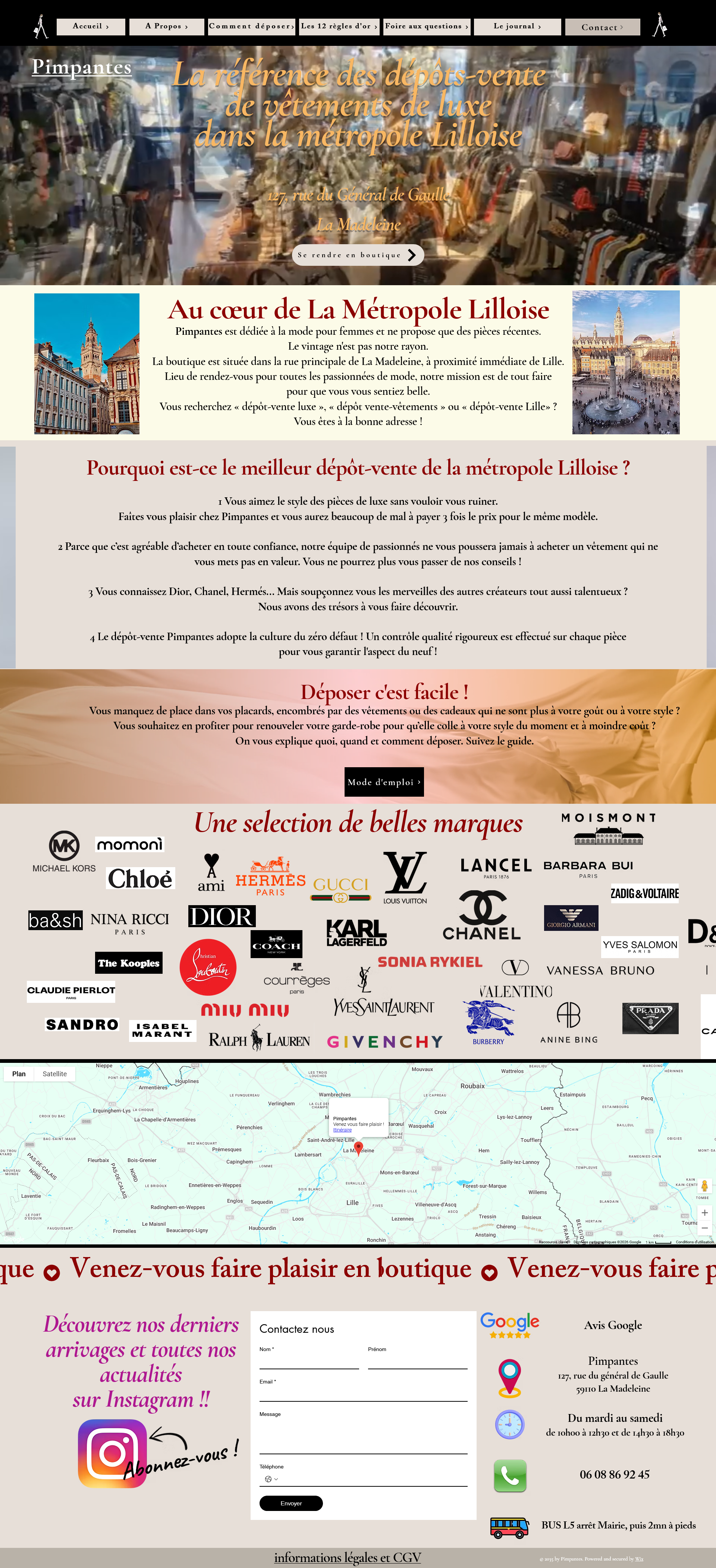 Site internet de Pimpantes — page d'accueil